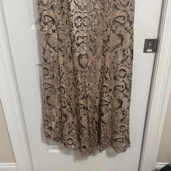 Tadashi Shoji Gold Lace Wedding Dress - Picture 9 of 16